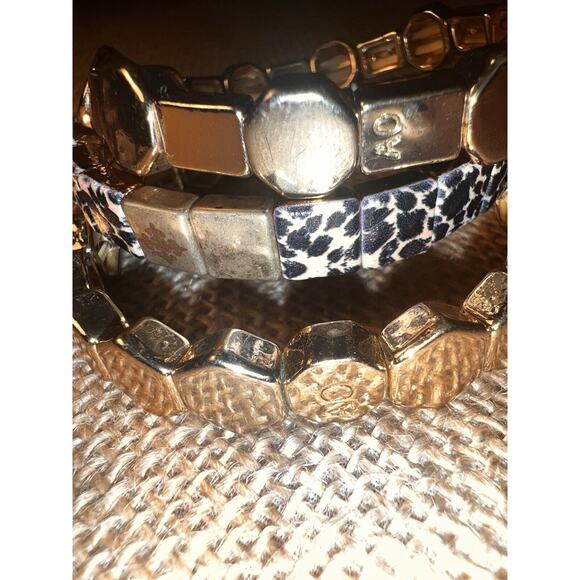 Gold Black Geometric Hexagonal & Square Flat Bead Stretch Bracelets--Set of 3 - Picture 9 of 12